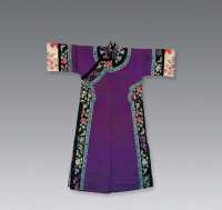 清 紫地繡花卉棉袍